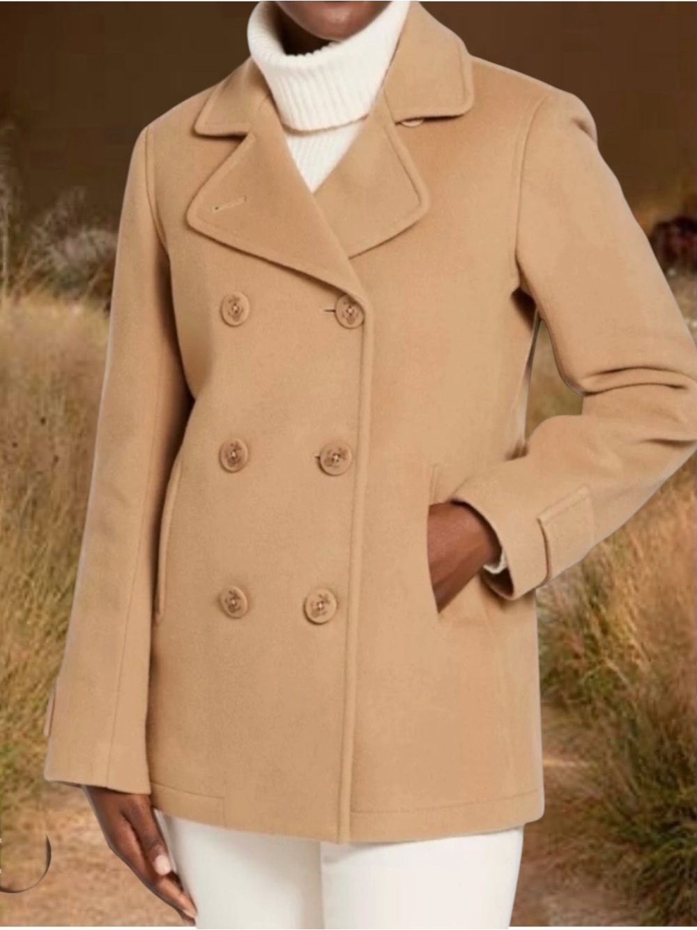New! L.L. BEAN Classic Camel Lambswool Insulated Peacoat Size 14